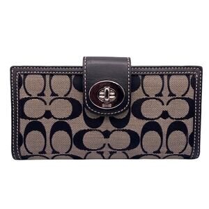 y2k COACH Black Signature Turnlock Wallet
